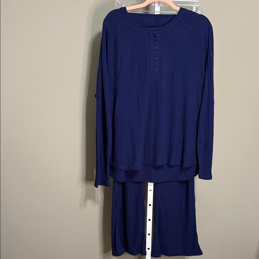 Sunday Brunch 2X NWT Rib‎ Knit Lounge Set Deep Blue Soft Comfy Cozy Chic